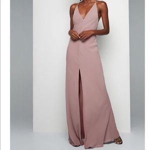 Fame and Partners mauve prom dress